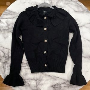 Black Cardigan with Pearl Buttons